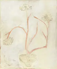 Sanyu, Potted White Peonies, 1950s, Oil on masonite