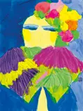 Girl in Blue by Walasse Ting, 1989, Acrylic on paper, sold Nov 2010