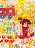 Girl and Red Bus by Ayako Rokkaku, 2008, Acrylic on canvas, sold Dec 2012