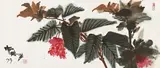 Chinese Flowering Crabapple by Shiy De-jinn, 1979, Mounted scroll, ink and color on paper, sold Dec 2013