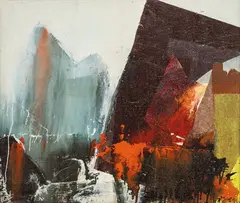 Chuang Che, Abstraction, 1971, Oil, acrylic and rice paper on canvas