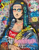 Jisbar, Robot Mona, 2022, Mixed media on canvas