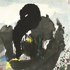 Wu Guanzhong, A Heap of Stones, 1982, Ink and color on paper