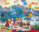 Liāu Kè-chhun, Ferryboat, 1974-1975, Oil on canvas