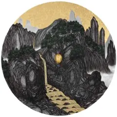 Yao Jui-chung, Brain Landscape: River Sound, 2014, Oil on canvas, brain model with gold leaf