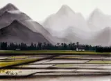 Idyllic Early Spring (Puli) by Shiy De-jinn, 1980, Watercolor on paper, sold Jun 2007