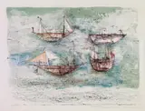 Voiles à la Mer by Zao Wou-ki, 1953, Lithograph printed in 5 colors on Rives Paper, edition no. 77/120, sold Jun 2013