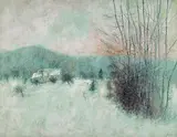 Bernard Gantner, Paysage sous la neige, 1969, Oil on canvas