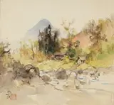 Ishikawa Kinichiro, Okutama Akigawa, Watercolor on paper