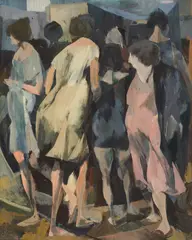 Serge Hollerbach, Figures, 1966, Oil on paper, mounted onto board