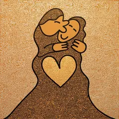Sam Cox, Doodle Kiss, 2019, Acrylic on canvas