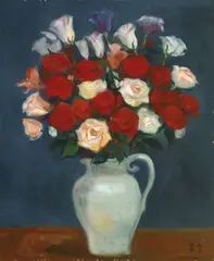 Still Life with Roses by Chen Ching-Jung, Oil on canvas, sold Dec 2013