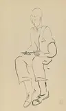 A Drawing Young Man by Sanyu, 1920-1930s, Ink on paper, sold Dec 2017
