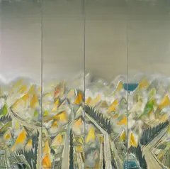 Yuxing Huang, Landscape (polypych), 2002, Oil on canvas