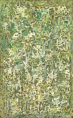 Blue and Green Landscape by George Chann, 1960, Oil on canvas, collage, sold Jun 2017