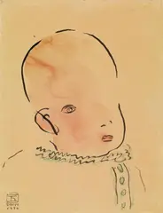 Sanyu, Baby, 1930, Watercolor on paper