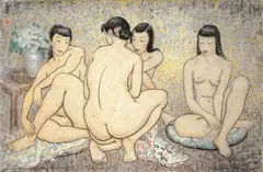 Pan Yuliang, Four Beauties after Bath(Self Portrait), 1955, Ink and color on paper