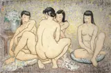 Pan Yuliang, Four Beauties after Bath(Self Portrait), 1955, Ink and color on paper