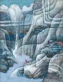 Heshi Yu, Huangshan Series - Fishing Alone by the Creek, 1993, Acrylic on canvas