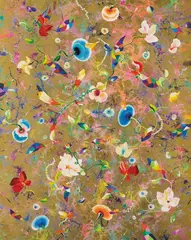 Thierry Feuz, Golden Atlas Seraphin, 2021, Lacquer, oil gold and glitter on canvas