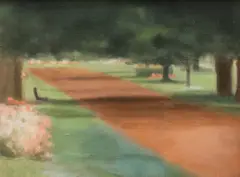 Clarice Beckett, Chestnut Walk, Ballarat Gardens (1927), 1927, oil on canvasboard