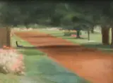 Clarice Beckett, Chestnut Walk, Ballarat Gardens (1927), 1927, oil on canvasboard