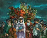 Yosl Bergner, Wedding and Flowers, oil on canvas