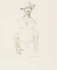 Russell Drysdale, The Mailman, Meekatharra, pen and ink on paper