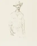 Russell Drysdale, The Mailman, Meekatharra, pen and ink on paper