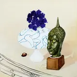 Brett Whiteley, Still Life with Buddha and Cornflowers 1989-1990, 1989-1990, oil on canvas