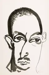 Brett Whiteley, Portrait of Joel Elenberg 1980, 1980, brush and ink and collage on paper