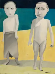 Robert Dickerson, The Bathers (1952), 1952, enamel paint on composition board