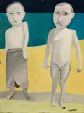 Robert Dickerson, The Bathers (1952), 1952, enamel paint on composition board