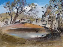 Arthur Boyd, Waterhole Near Canberra (1971), 1971, oil on composition board