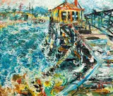 John Perceval, Broken Wharf at Bermagui 1966, 1966, oil on canvas