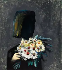 Charles Blackman, Girl with Flowers 1959, 1959, oil on composition board