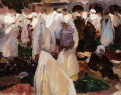 Ethel Carrick, A Market in Kairouan (circa 1911), 1911, oil on canvas on board