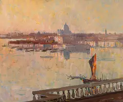 Arthur Streeton, Lagoon and Salute (1908), 1908, oil on canvas