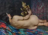 Janet Agnes Cumbrae Stewart, (Reclining Nude and Elephant) 1925, 1925, pastel on paper