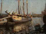 William Dunn Knox, Little Dock, Melbourne (Alma Doepel) (circa 1930), 1930, oil on board