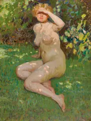 E. Phillips Fox, The Bather (1912), 1912, oil on canvas