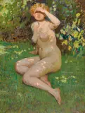 E. Phillips Fox, The Bather (1912), 1912, oil on canvas