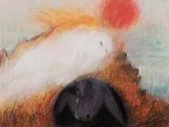 Arthur Boyd, Figures with Sun and Rocks (1964), 1964, pastel on paper
