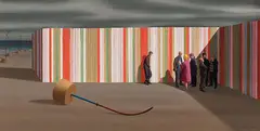 Jeffrey Smart, The Discussion (1969), 1969, oil on canvas