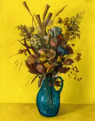 Justin O’brien, Flowers with a Yellow Background (1956), 1956, oil on canvas