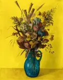 Justin O’brien, Flowers with a Yellow Background (1956), 1956, oil on canvas