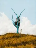 John Kelly, Cow Up a Tree @ South Reen (Autumn) 2021, 2021, oil on canvas