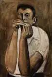 Brett Whiteley, Boy Playing a Mouth Organ 1959, 1959, oil on canvas