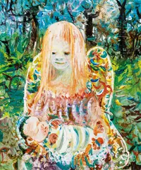 John Perceval, Winkie Holding a Baby 1965, 1965, oil on canvas on board