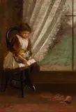 Florence Fuller, Girl with Cat (1890), 1890, oil on canvas on board